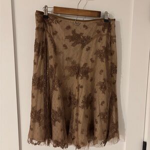 Elegant Brown Lace Skirt